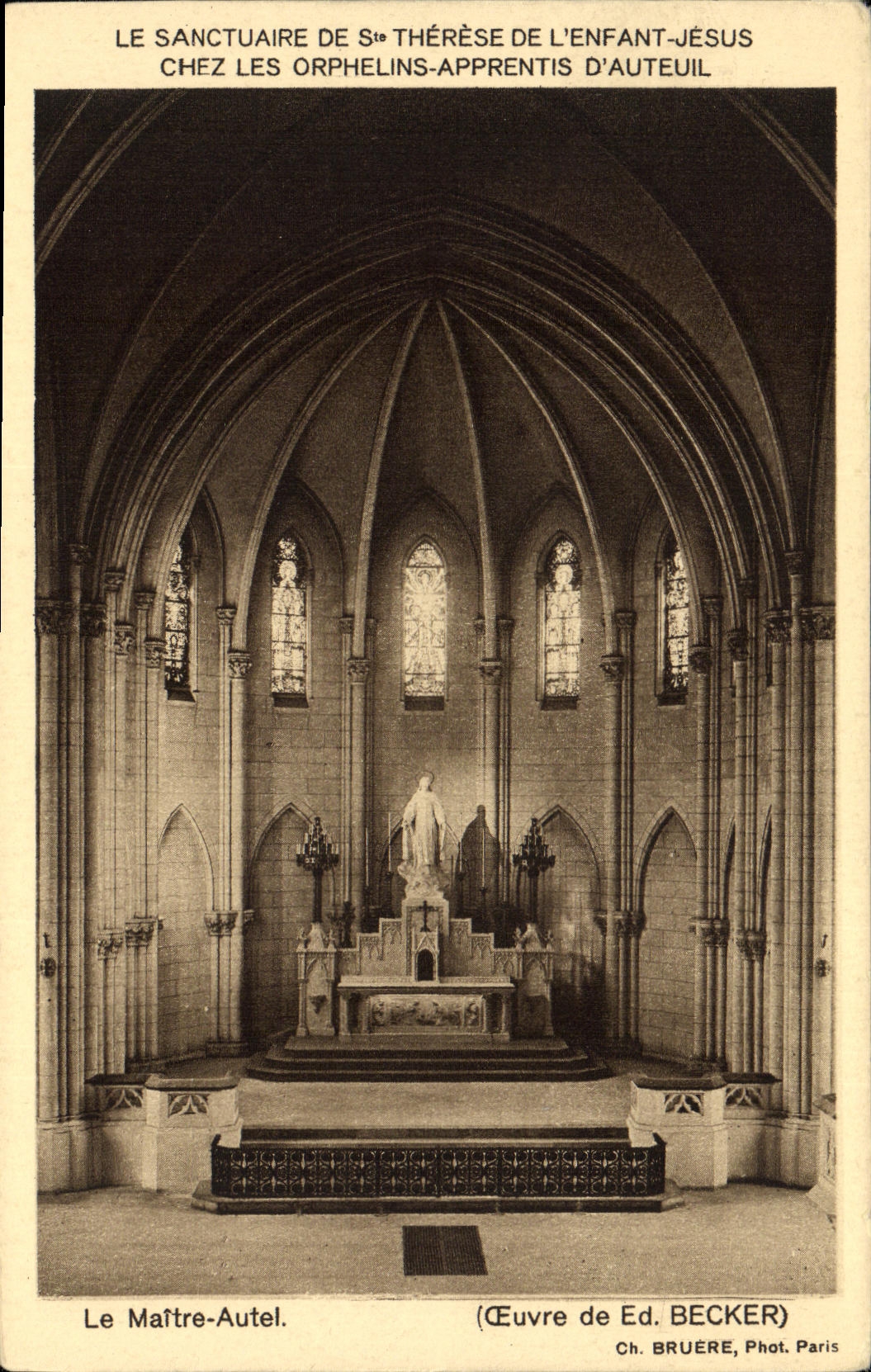 VINTAGE POSTCARD the Master Furnace bridge Sanctuary of co  Therese of L Orphan Jesus child D Auteuil Paris