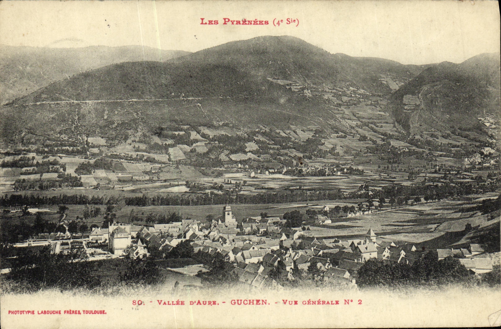 VINTAGE POSTCARD Valley D Aure Guchen View