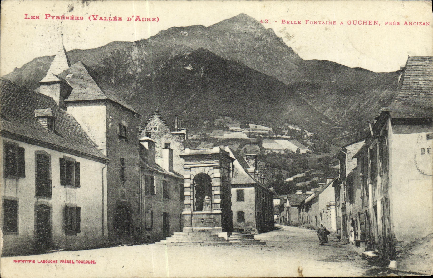 VINTAGE POSTCARD Beautiful Guchen Fountain Close Ancizan