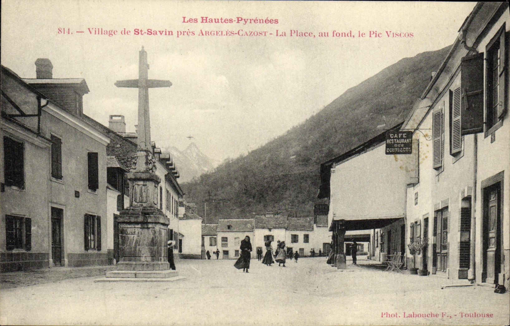 VINTAGE POSTCARD Village of St Savin close Argeles Gazost the Place at the Bottom the Peak Viscos