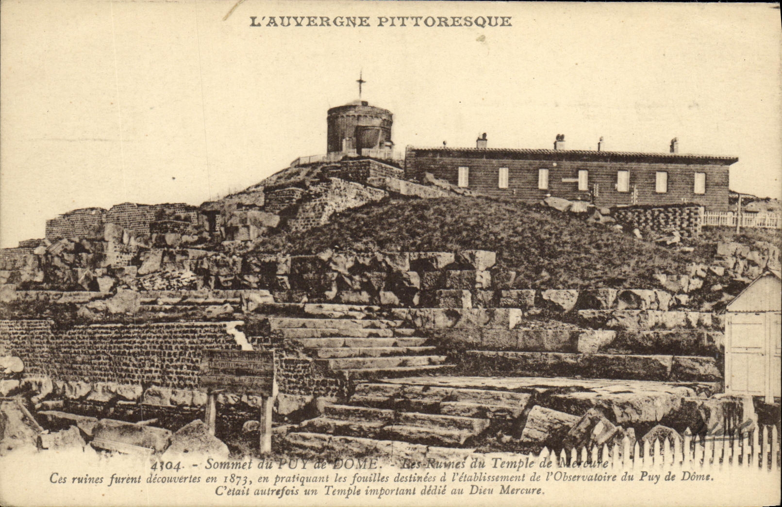 VINTAGE POSTCARD Summit of Puy of dome ruins of the Mercury temple