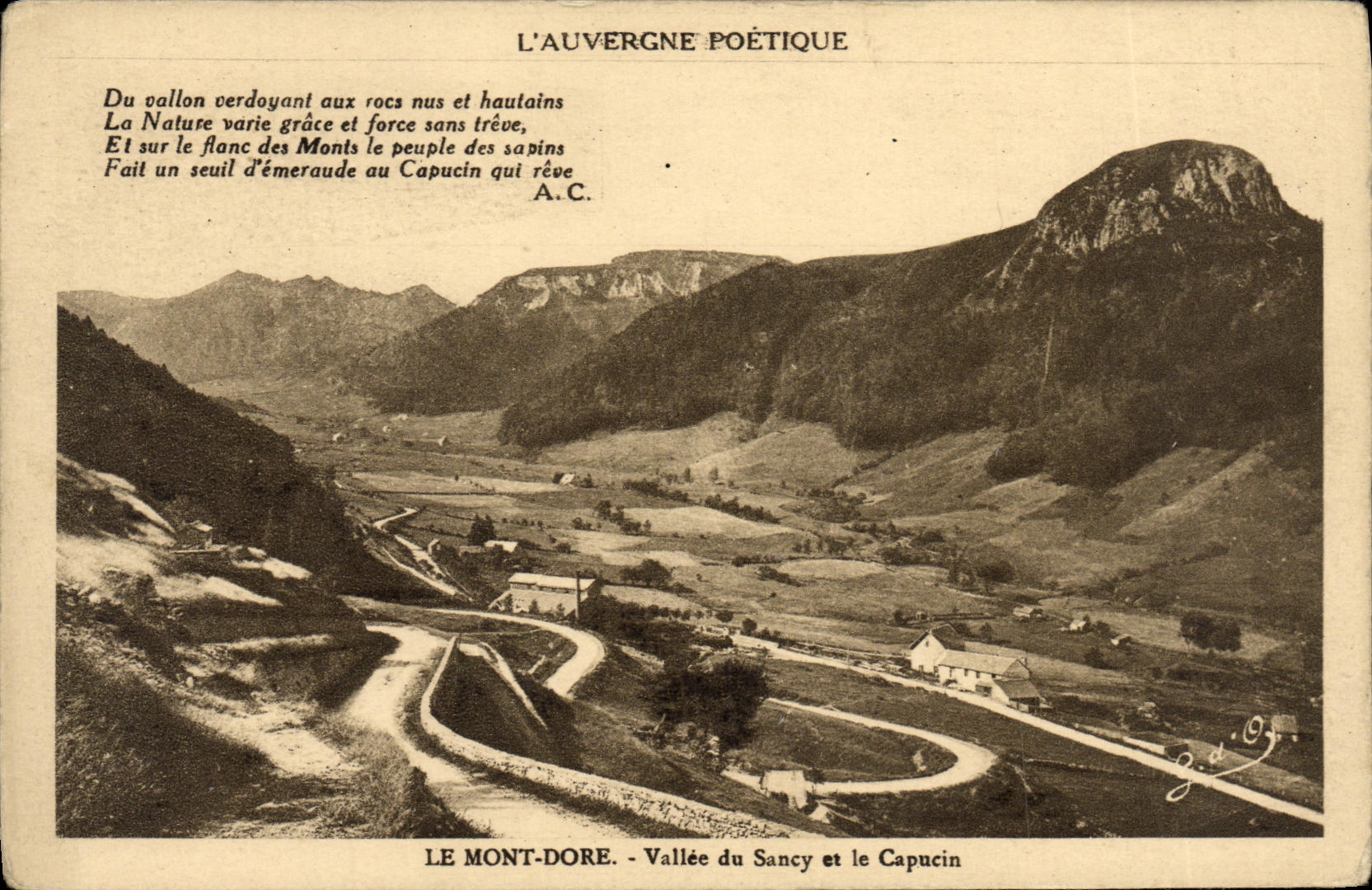 VINTAGE POSTCARD the Mount Gilds Valley of Sancy and the Capuchin