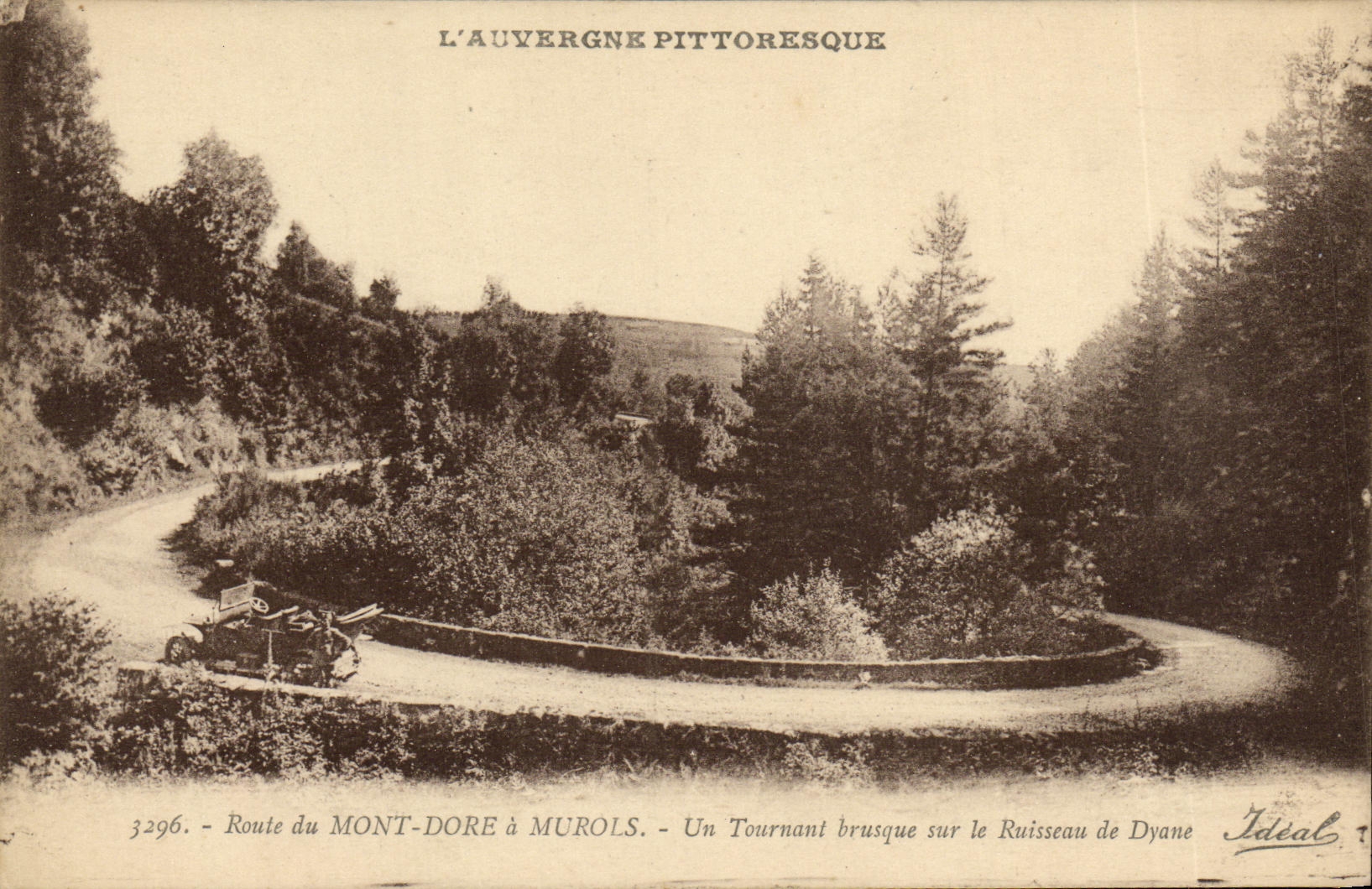 VINTAGE POSTCARD the Mount Gilds an Abrupt Turning on the Brook of Dyane Automobile