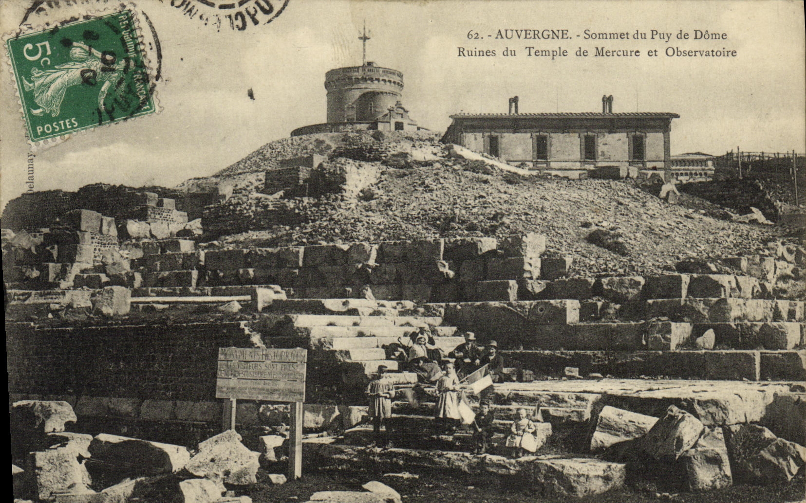 VINTAGE POSTCARD L Auvergne Summit of Puy de Dome Ruins of the Mercury temple and Obscrvatoire