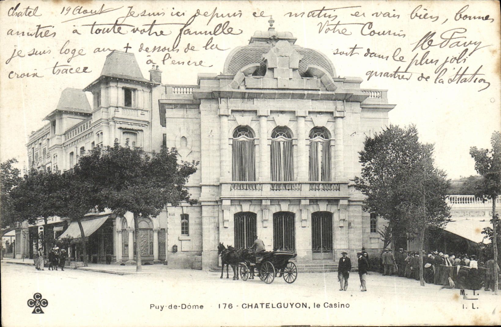 POSTAL L Auvergne Chatelguyon de la VENDIMIA el casino