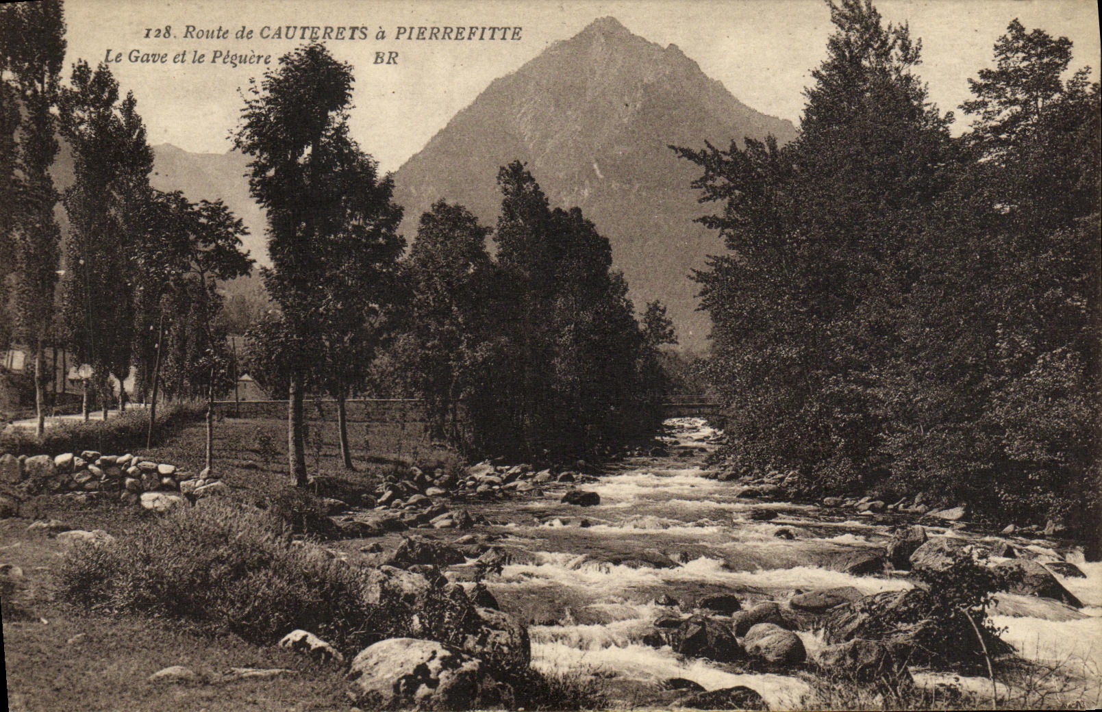 VINTAGE POSTCARD Route of Pierefitte has Cauterets Gave and Peguere