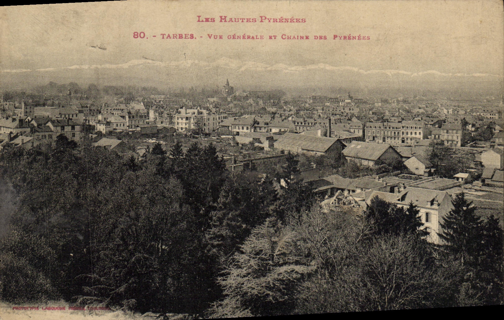 CPA Tarbes Vue Generale Et Chaine des Pyrenees
