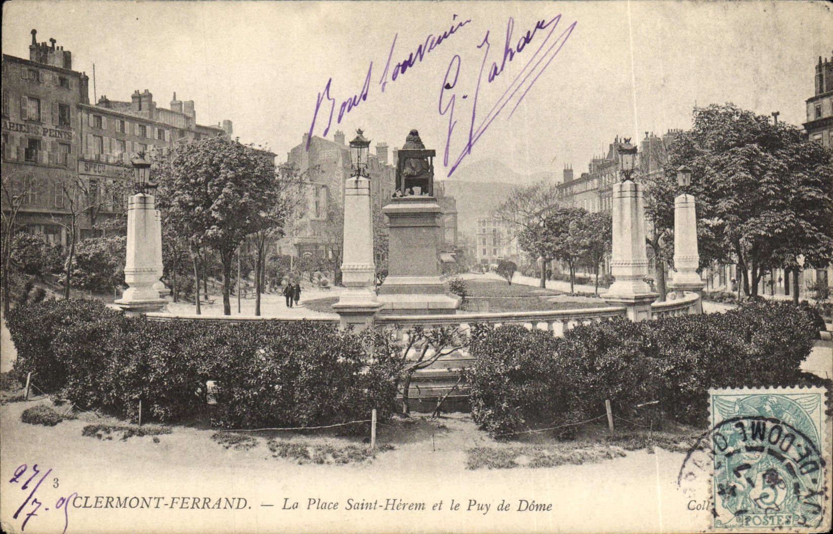 POSTAL Clermont Ferrand de la VENDIMIA el lugar Herem santo y Puy de Dome