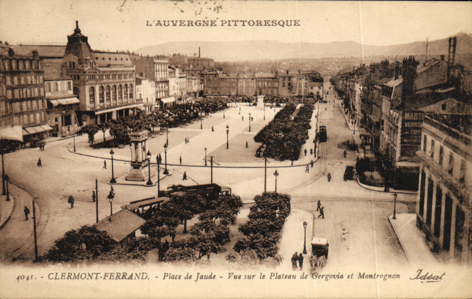 Lugares de Clermont Ferrand de la POSTAL de la VENDIMIA de Jaude Vue en la placa de Gergovia y de Montrognon