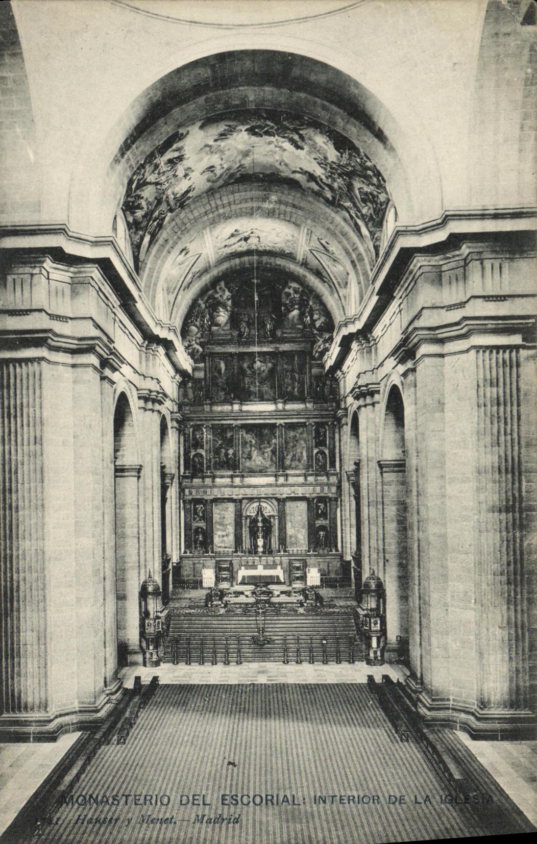 Interior de Monasterio de El Escorial de la POSTAL de la VENDIMIA de Iglesia