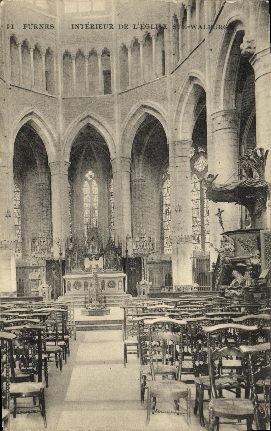 VINTAGE POSTCARD Interior Furnes of L Church co  Walburg