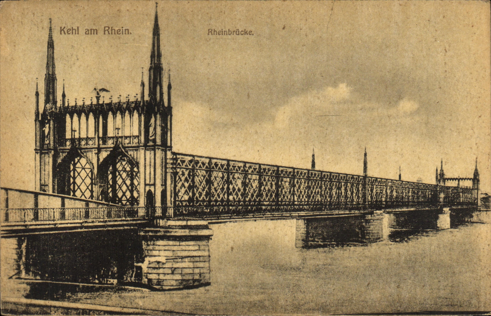 VINTAGE POSTCARD Kehl amndt Rhein Rheinbrucke