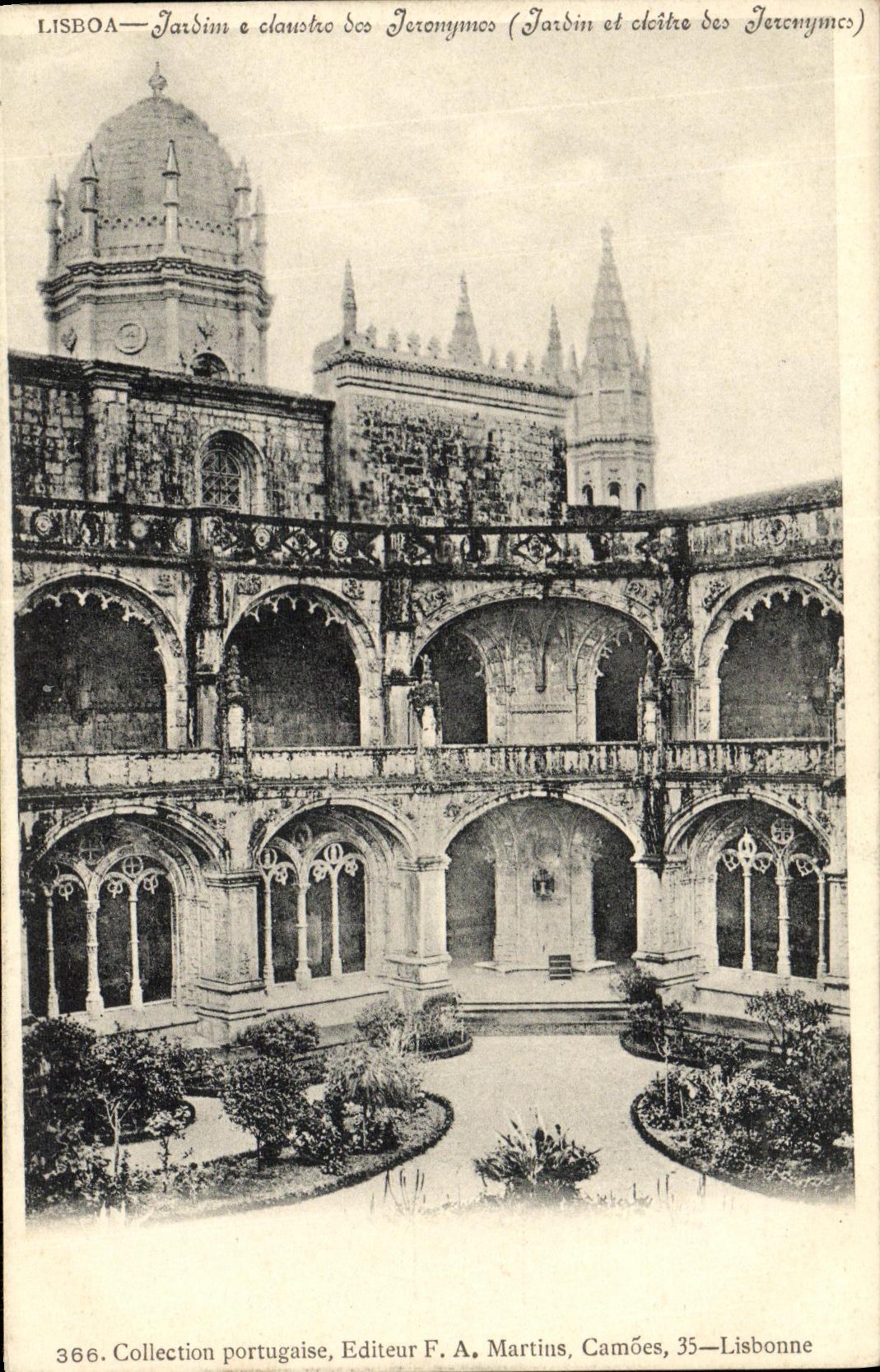 VINTAGE POSTCARD Lisboa Jardim E claustro back jeronumos
