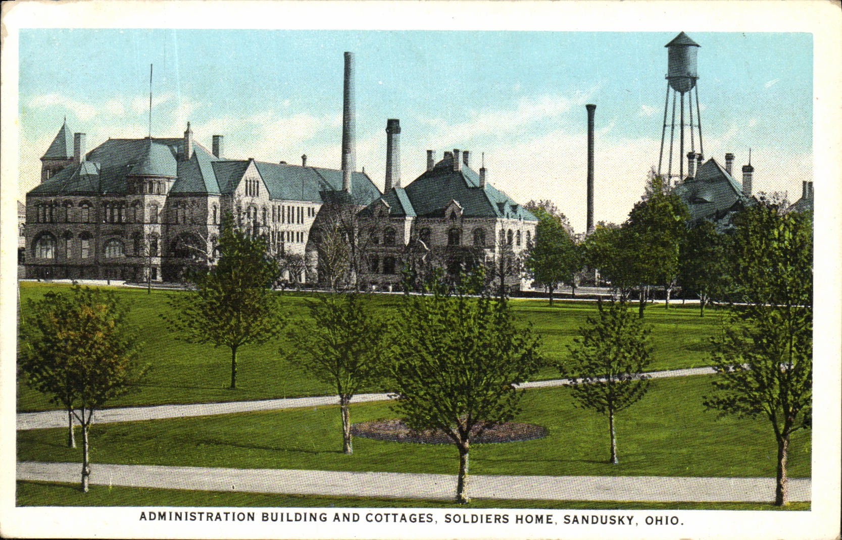 VINTAGE POSTCARD Administration Bulding and Cotages Soldiers Home Sandusky Ohio