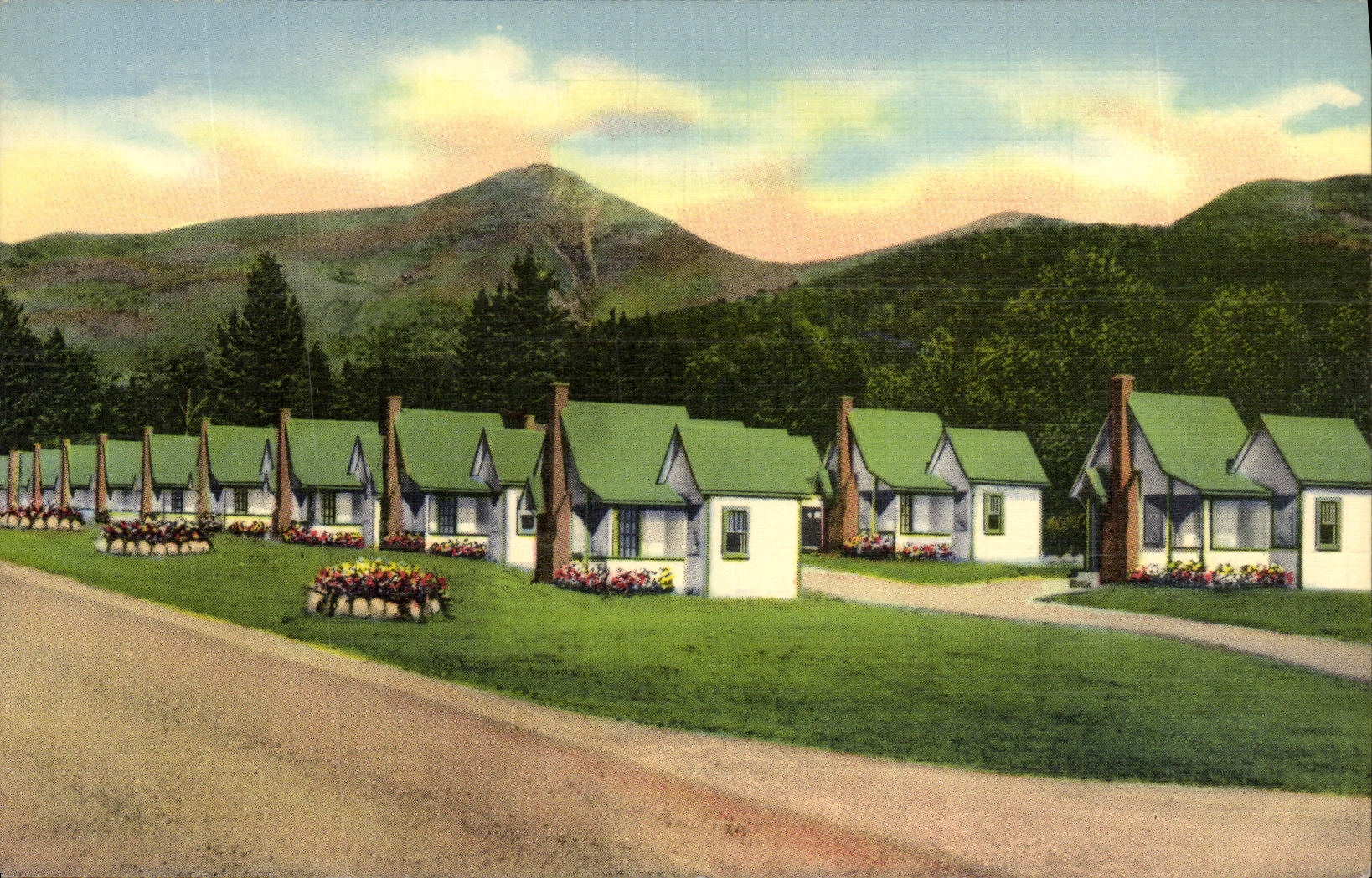 VINTAGE POSTCARD English village East indian Head White Mountains New Hampshire chart toilee