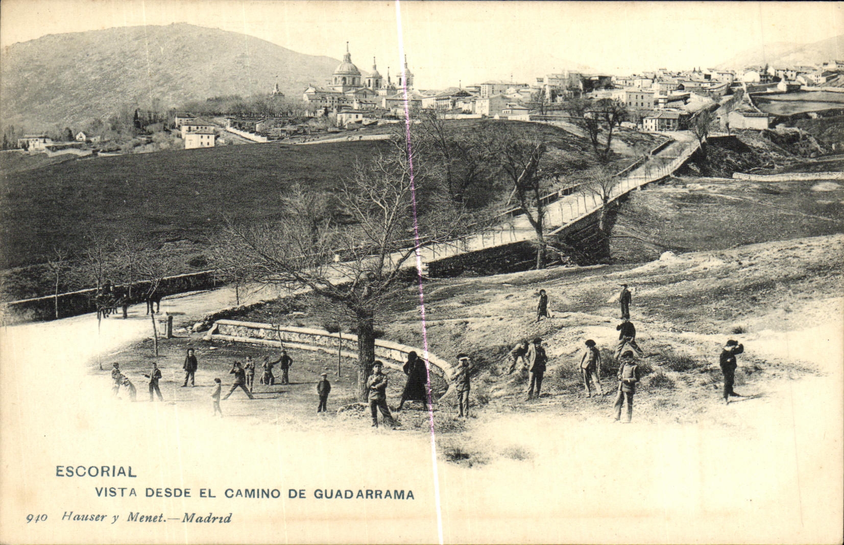 Ninos del EL Camino De Guadarrama de Escorial Vista Desde de la POSTAL de la VENDIMIA