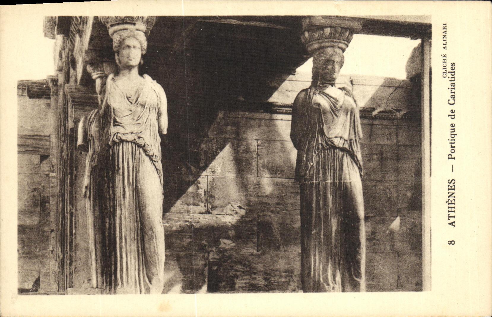VINTAGE POSTCARD Athens Gantry of Caryatids