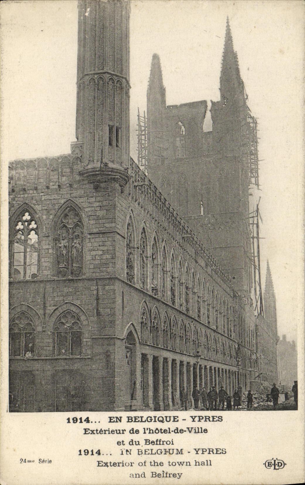 VINTAGE POSTCARD In Belgium Ypres External of L town hall