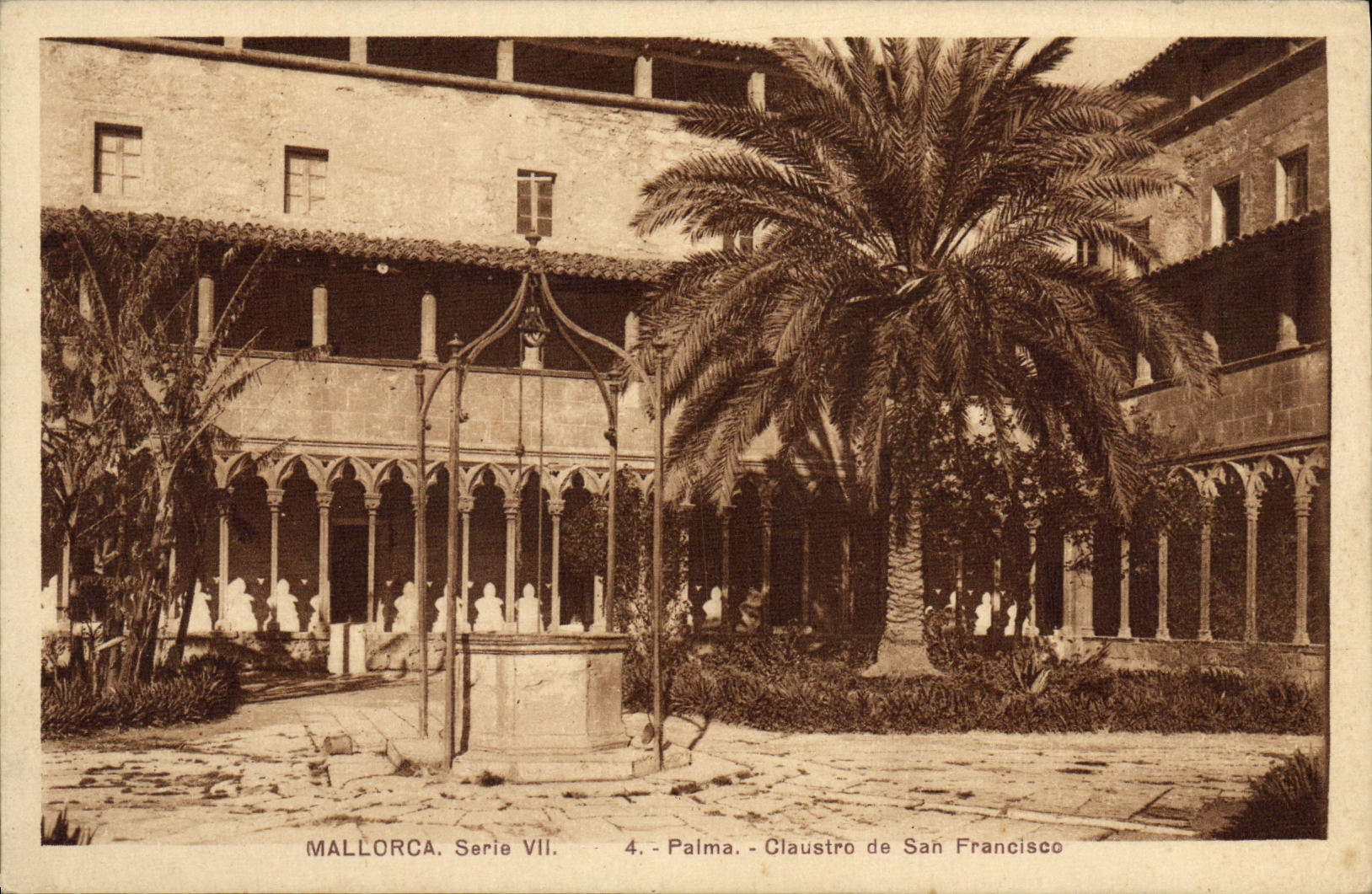VINTAGE POSTCARD Mallorca Series Vll Palma Claustro of San Francisco