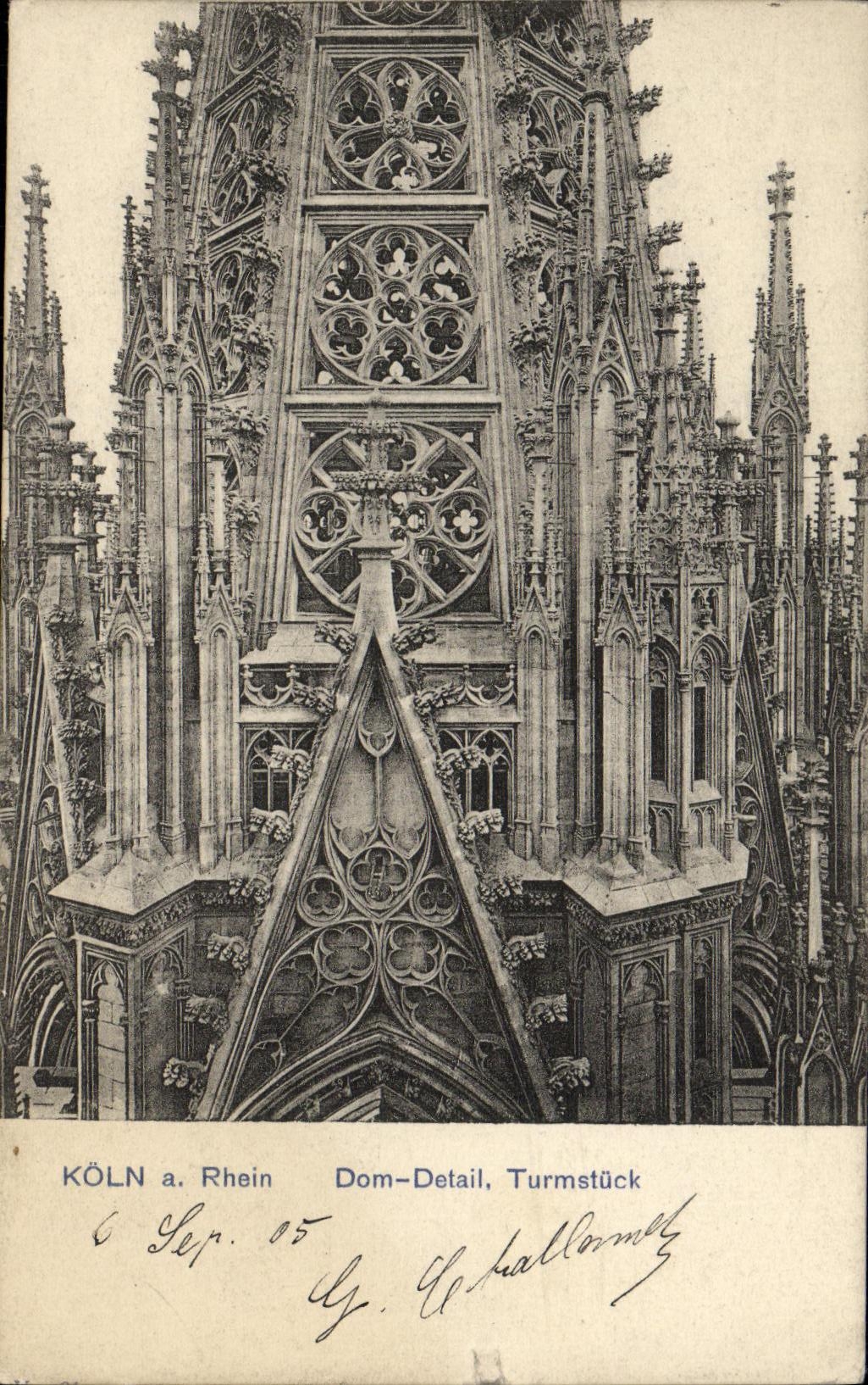La POSTAL Koln de la VENDIMIA tiene el detalle Turmstuck de los Dom de Rhin
