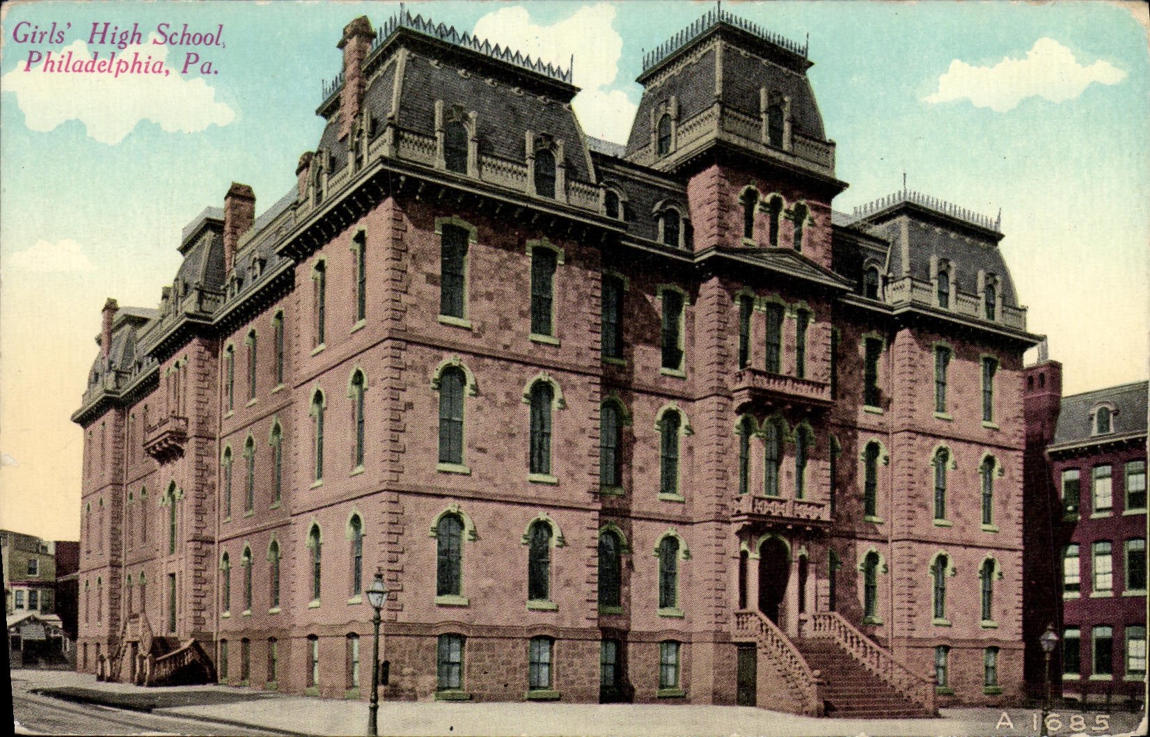 VINTAGE POSTCARD Girls High School Philadelphia