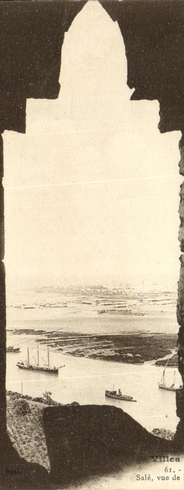 VINTAGE POSTCARD Rabat Salts Seen tower Hassan Bateaux