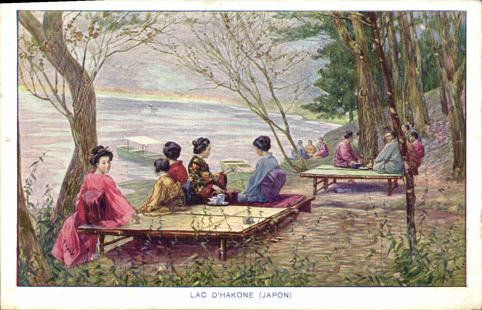 VINTAGE POSTCARD Lake D Hakone Japan