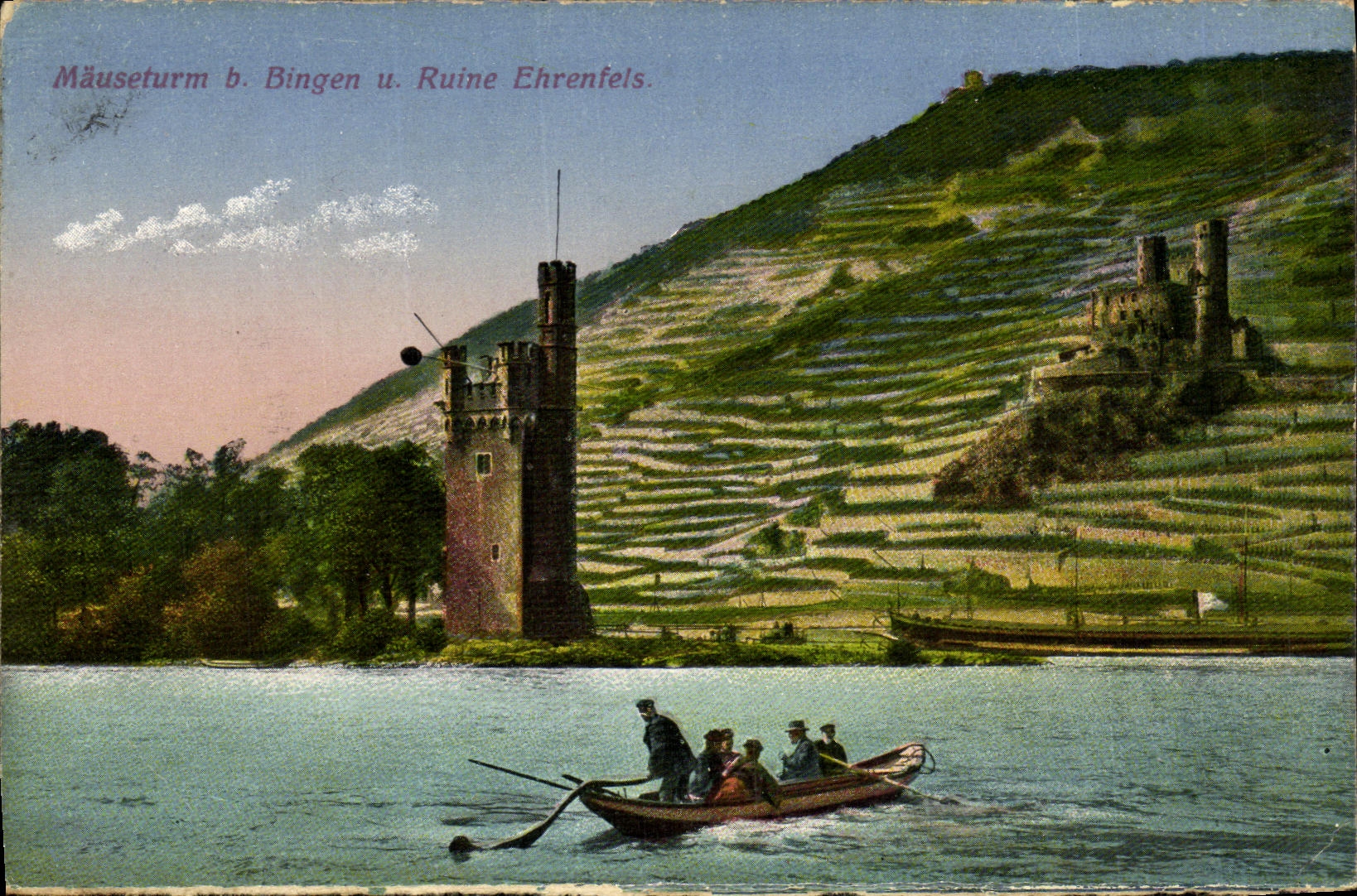 VINTAGE POSTCARD Mauseturm B Bingen U Ruins Ehrenfels