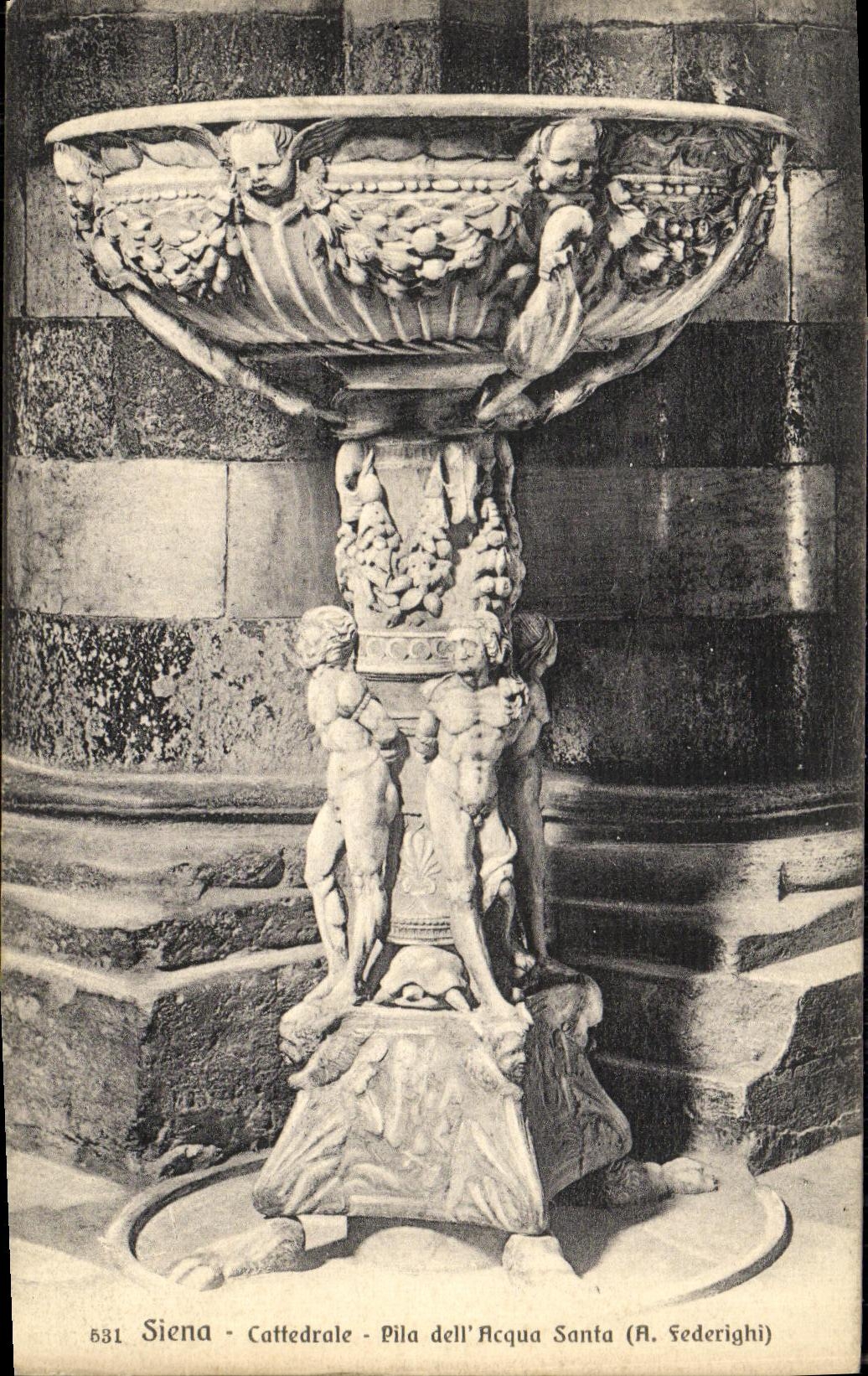 VINTAGE POSTCARD Siena Cattedrale Crushed LED Acqua Santa