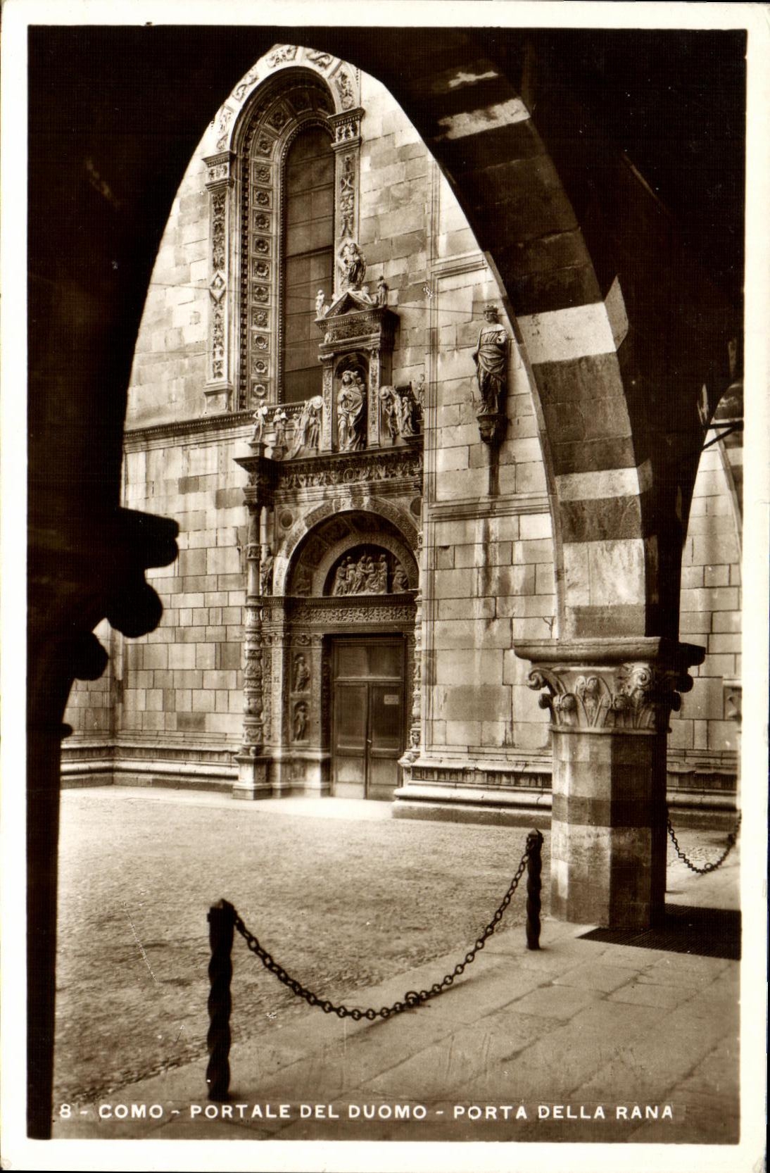VINTAGE POSTCARD Como Portale Del Duomo Carried Della Rana