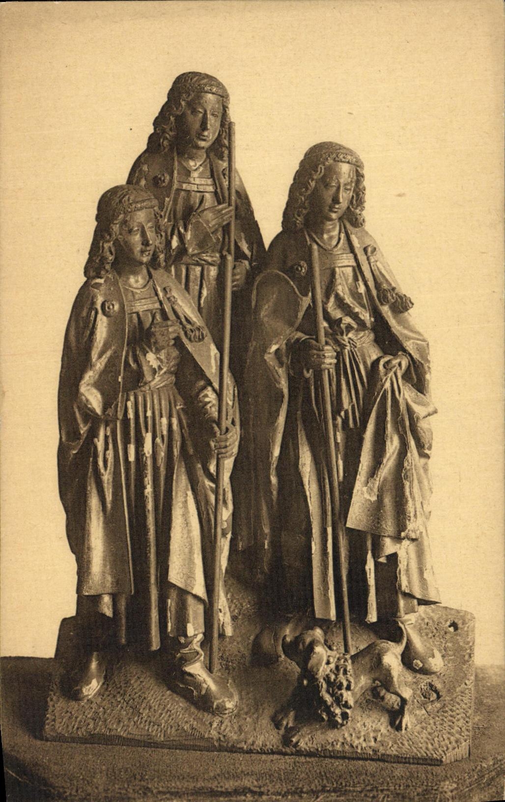 VINTAGE POSTCARD Bruges Hotel Gruuthuse Fragment of retable wood carves and polychrome Flemish Travail