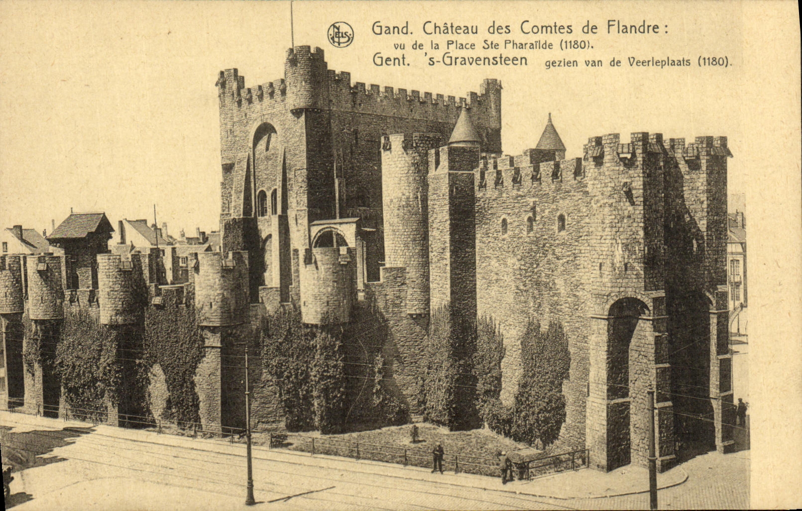 VINTAGE POSTCARD Ghent Castle of the counts de Flandre seen of the place co Pharalide