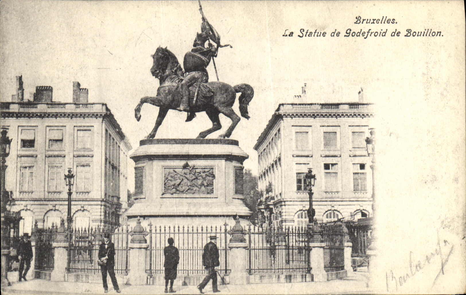 POSTAL Bruselas de la VENDIMIA estatua de Goldefroid de Bouillon
