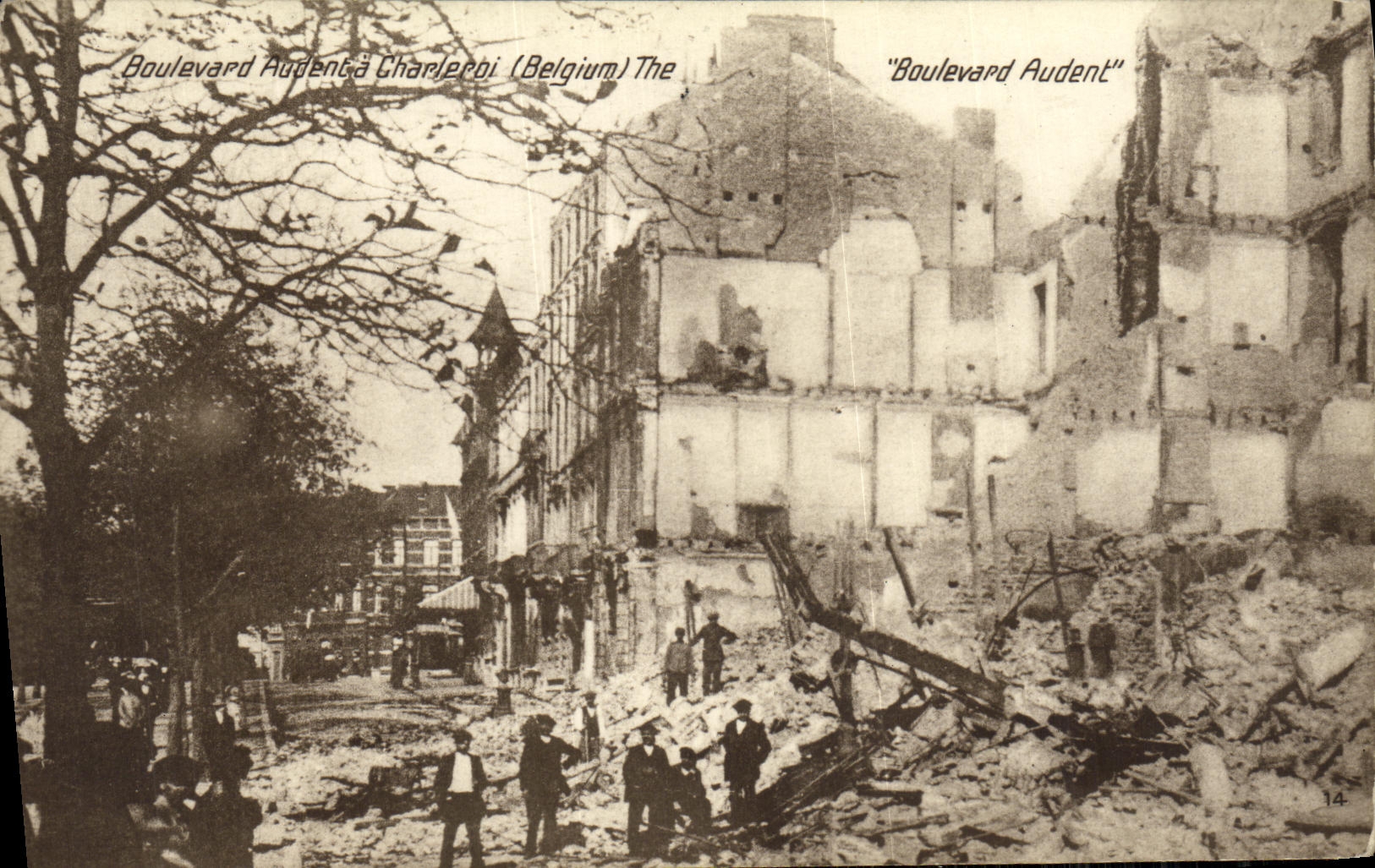 VINTAGE POSTCARD Boulevard Audent has Charleroi Militaria