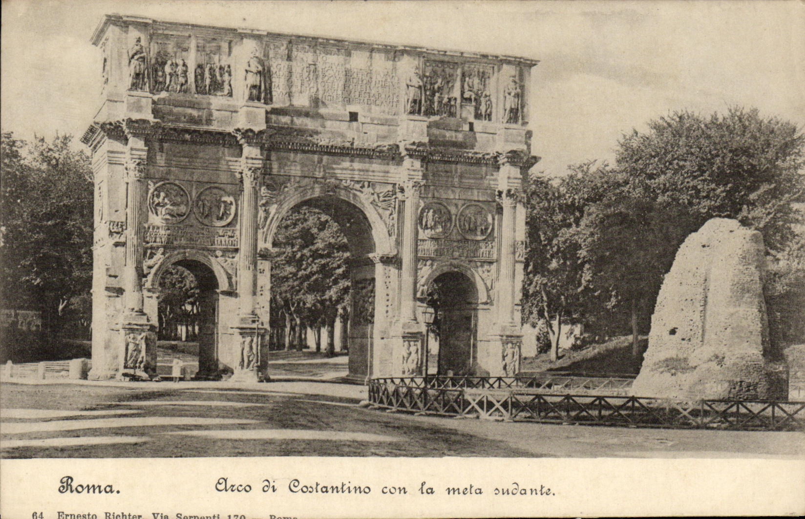 CPA Roma Arco di Costantino con la meta sudante