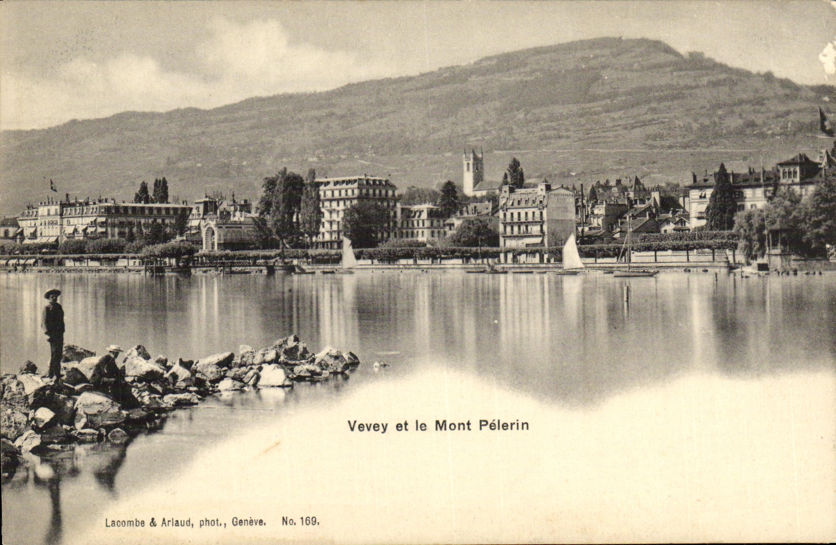 VINTAGE POSTCARD Vevey and the Mount Pilgrim