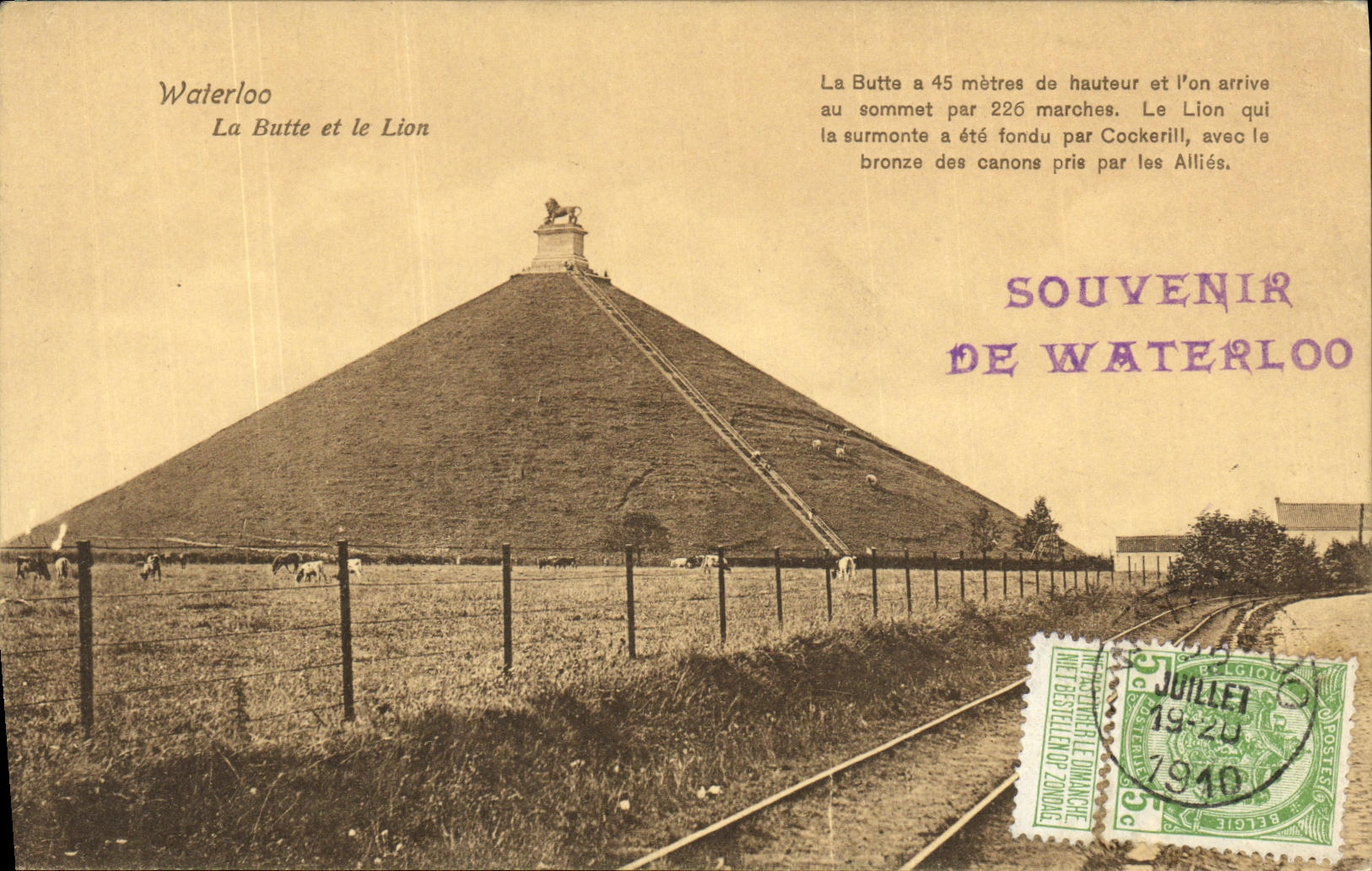 VINTAGE POSTCARD Waterloo the hut and the lion