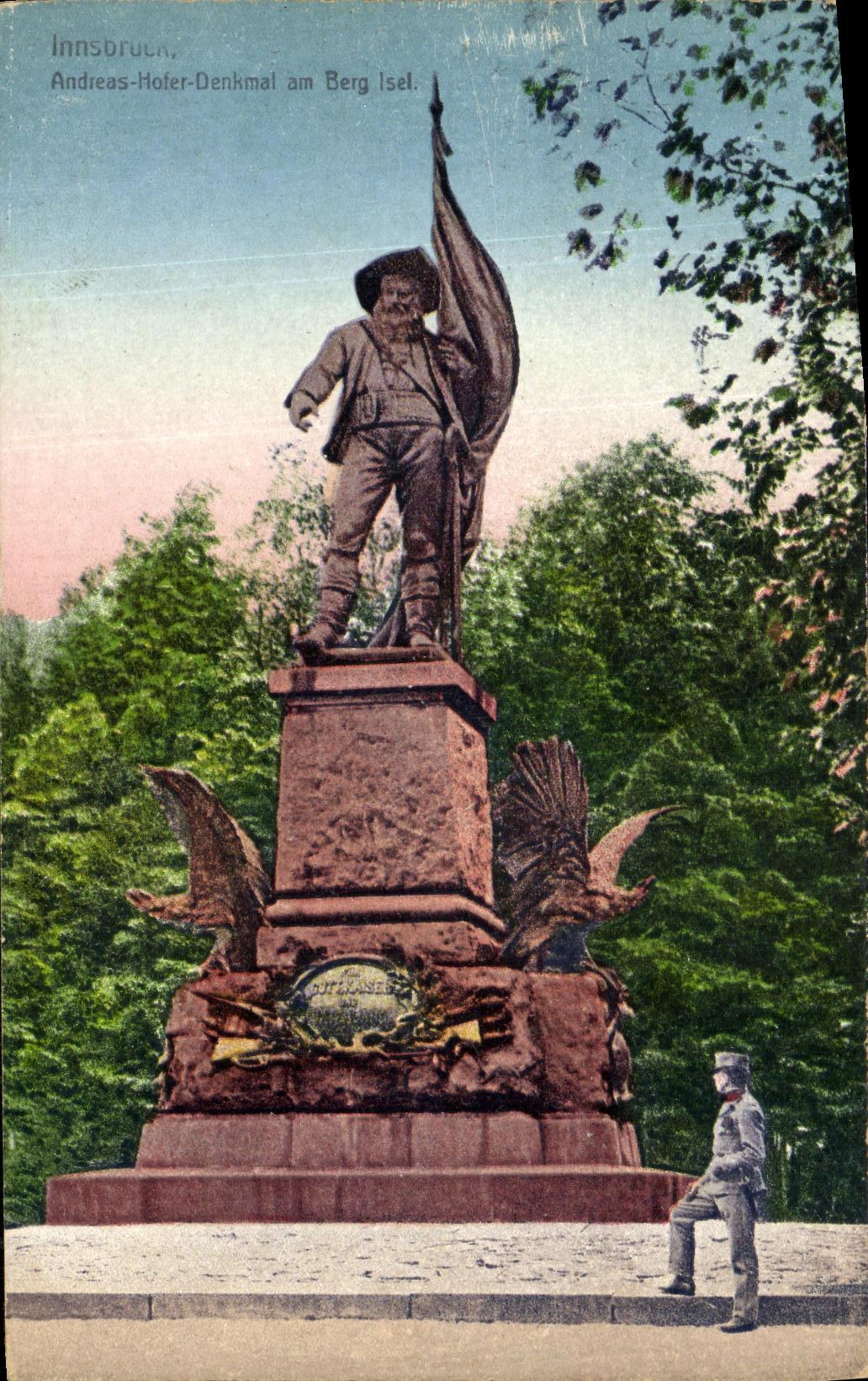 VINTAGE POSTCARD Innsbruck Andreas Hofer Denkaml amndt Berg Isel