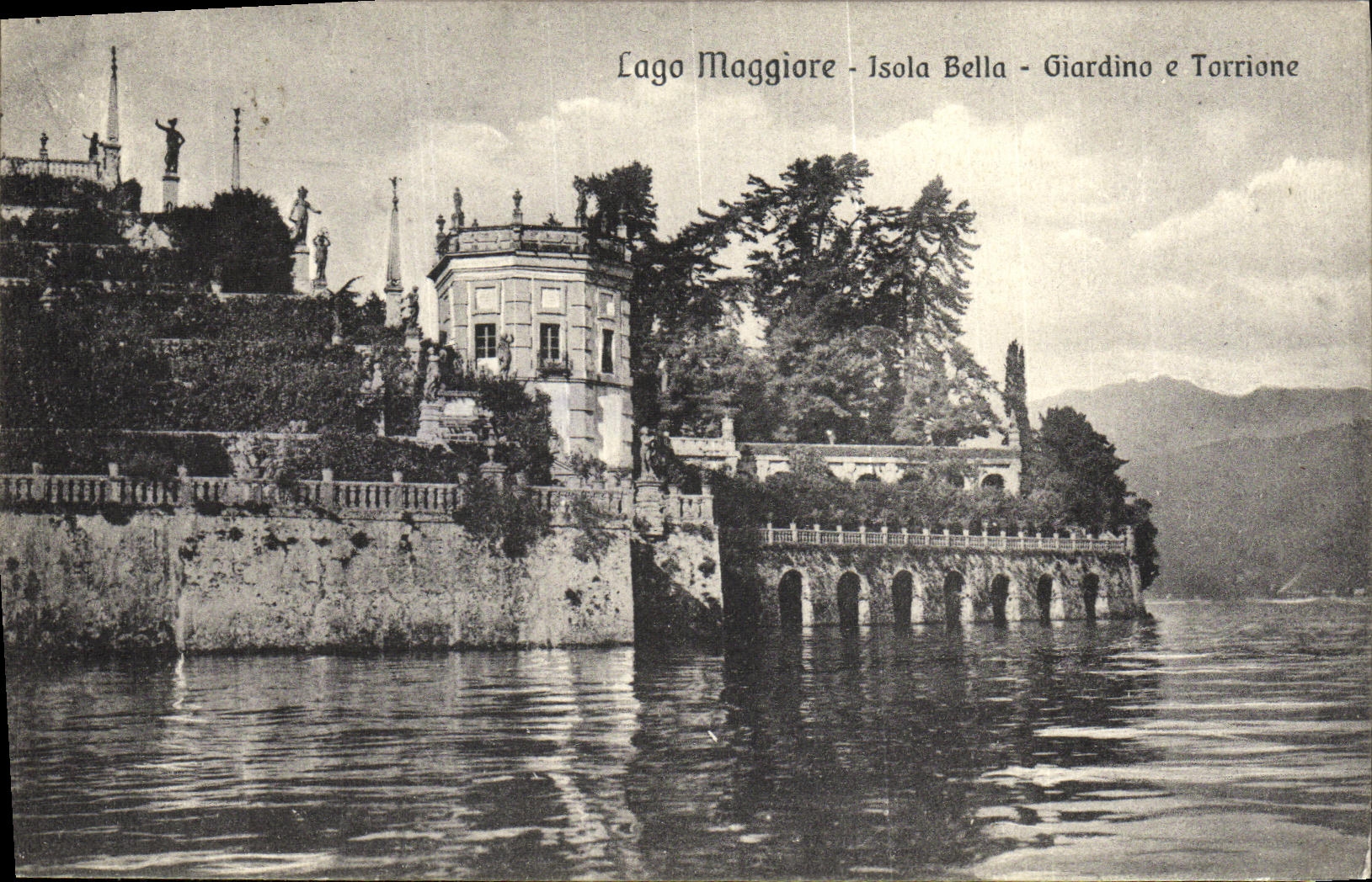La POSTAL Lago Maggiore Isola de la VENDIMIA balo Giardino E Torrione
