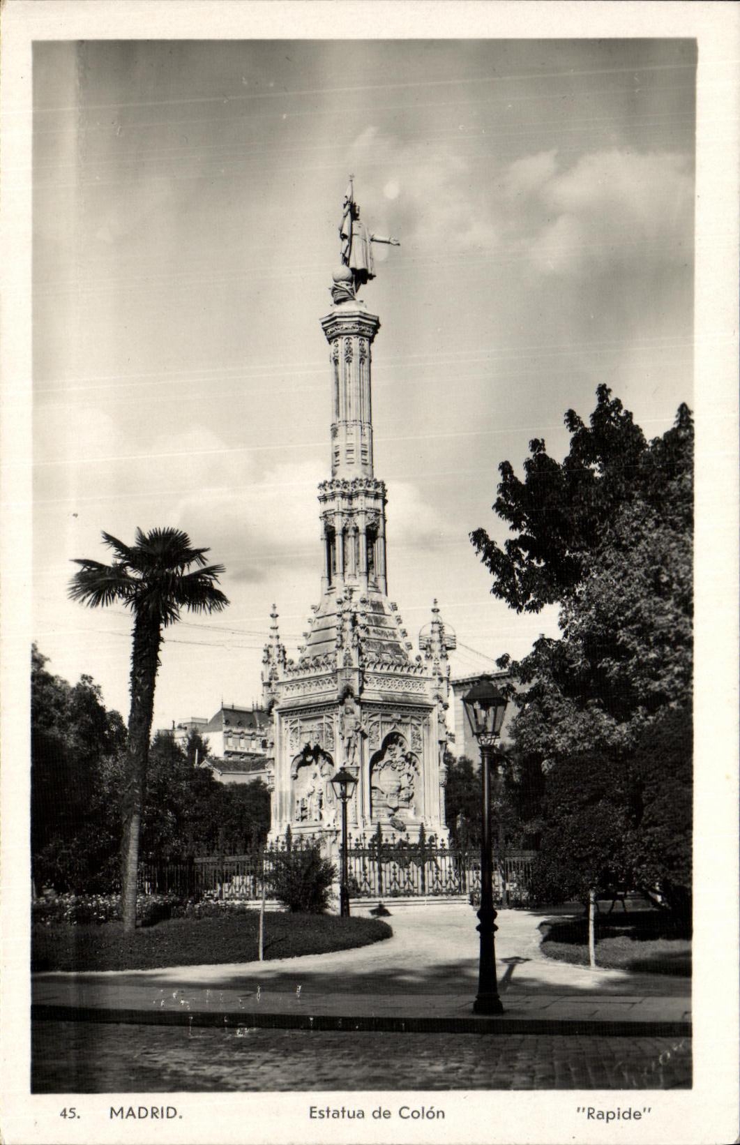 VINTAGE POSTCARD Madrid Estatua de Colon