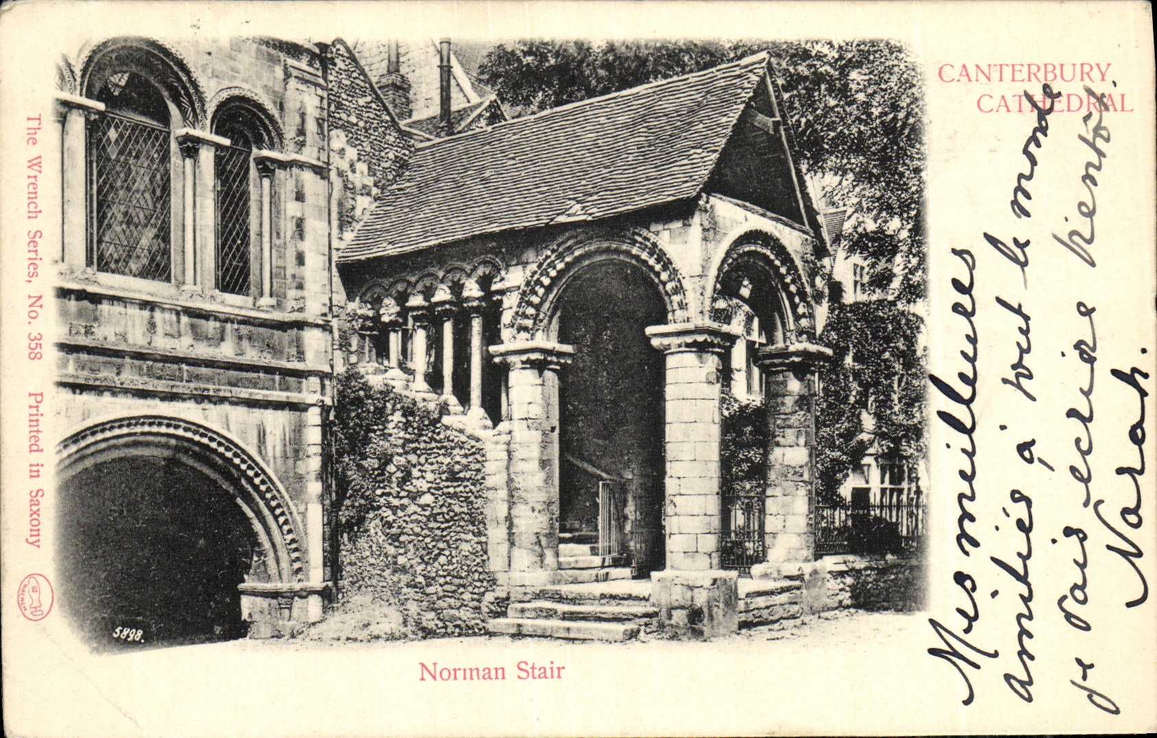VINTAGE POSTCARD Norman Stair Canterbury cathedral