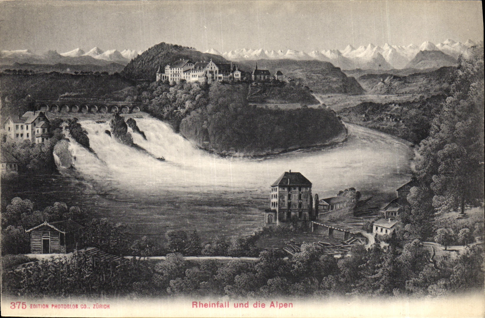 CPA Rheinfall und die Alpen