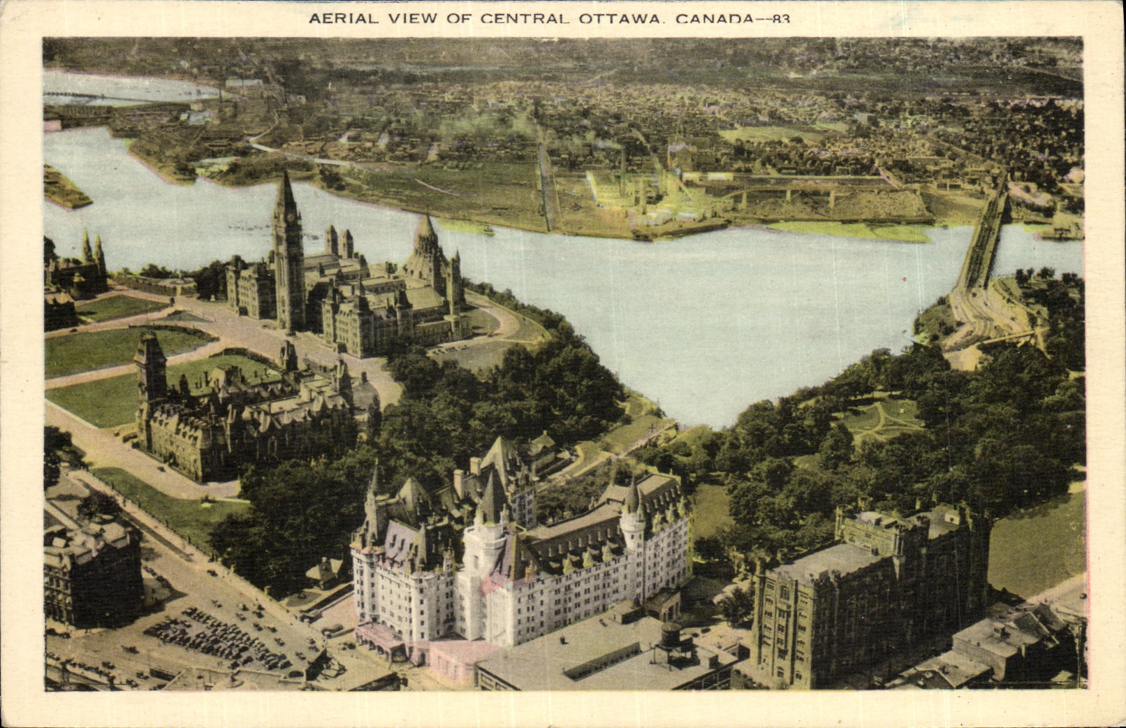 CPA Aerial View Of Central Ottawa Canada