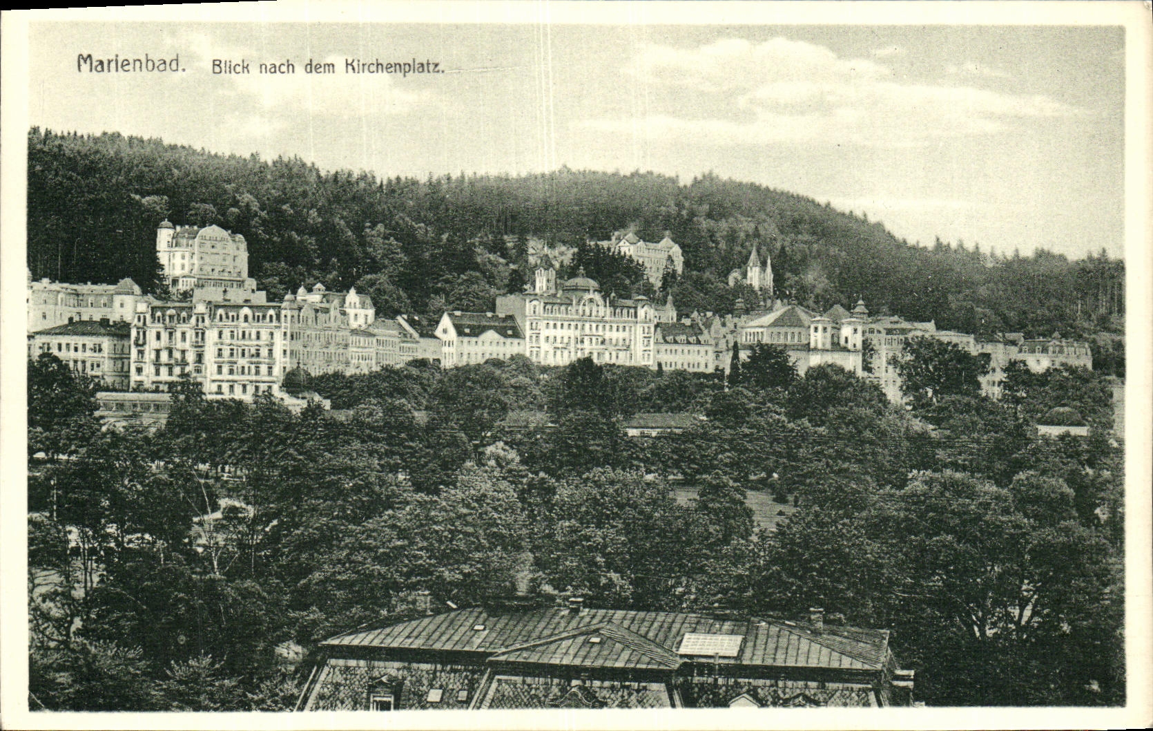 Dem Kirchenplatz de Marienbad Bllck Nach de la POSTAL de la VENDIMIA