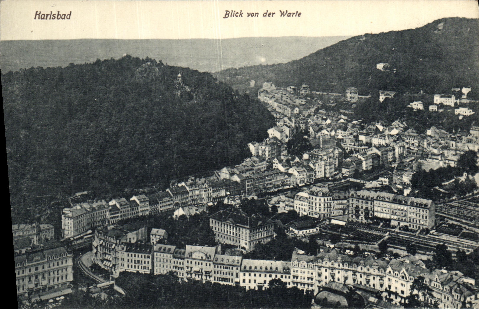 POSTAL Karlsbad Blick von der Warte de la VENDIMIA
