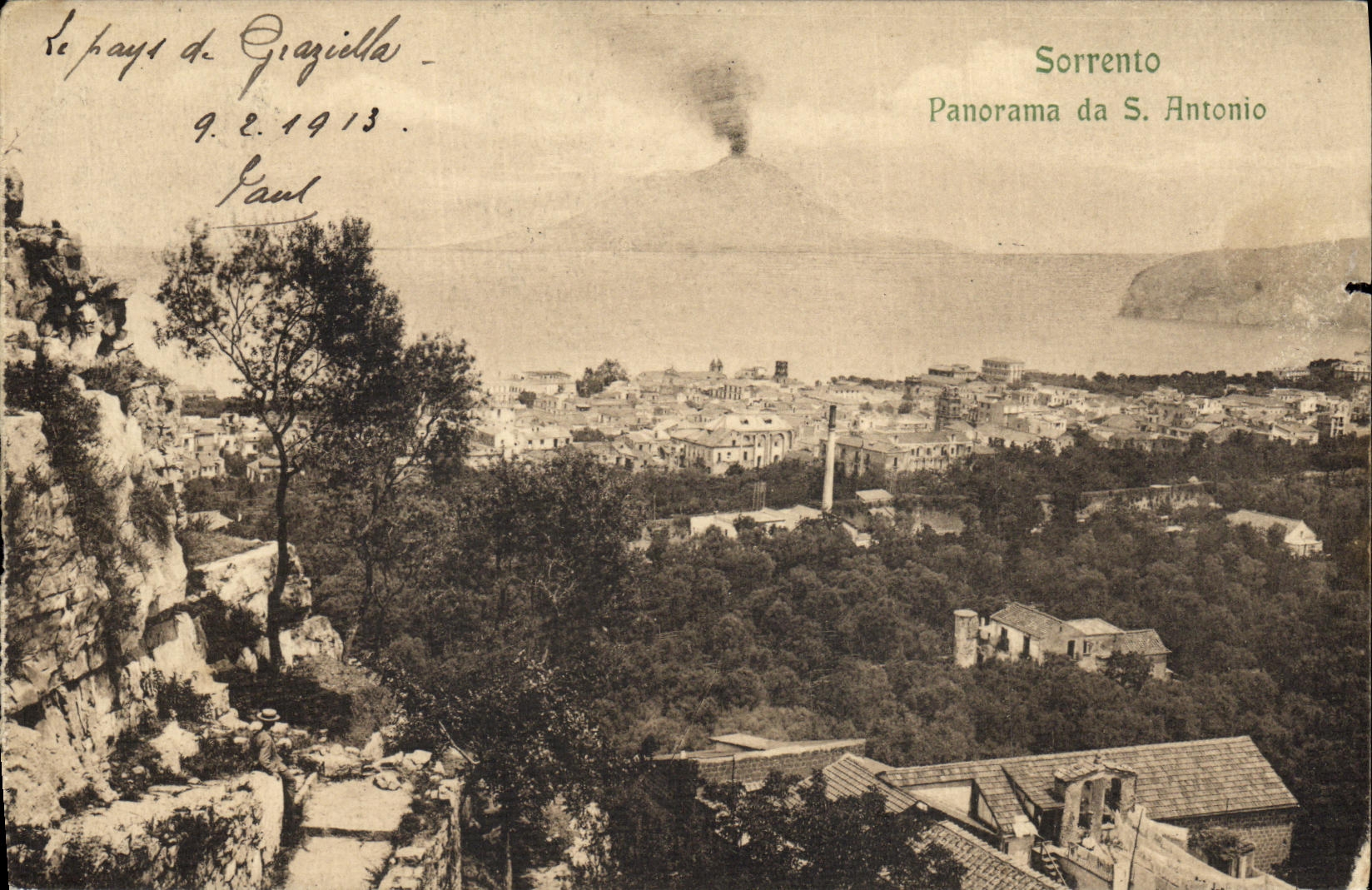 Panorama DA S Antonio de Sorrento de la POSTAL de la VENDIMIA