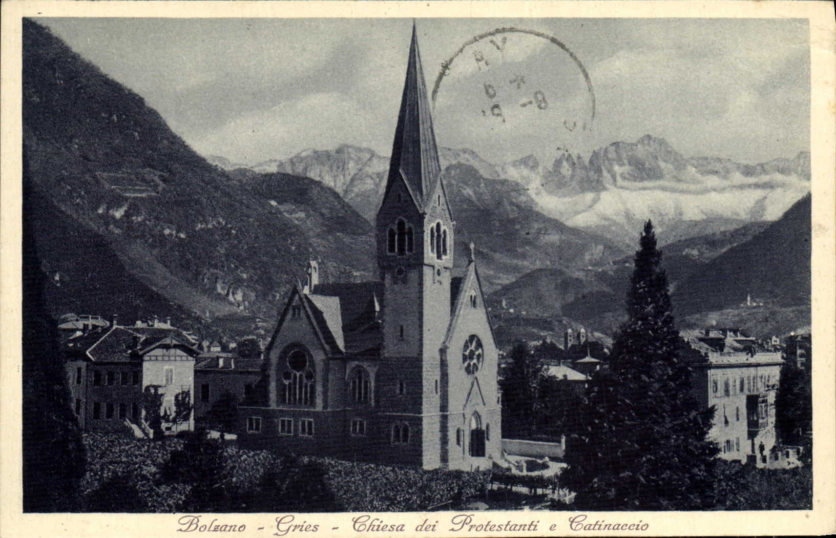 Dei Protestanti E Catinaccio de Bolzano Gries Chiesa de la POSTAL de la VENDIMIA