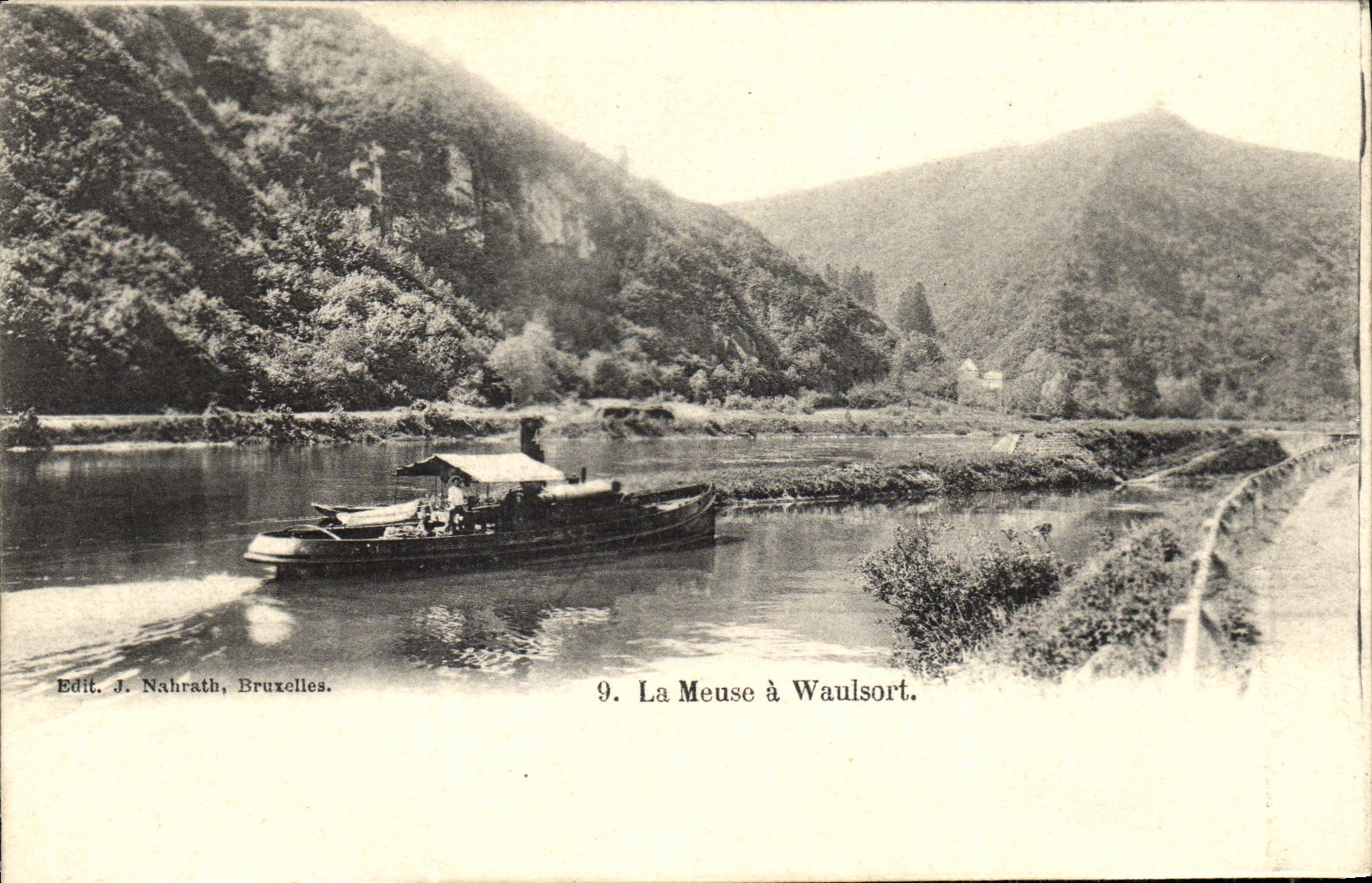 La POSTAL de la VENDIMIA la Mosa tiene barco de Waulsort