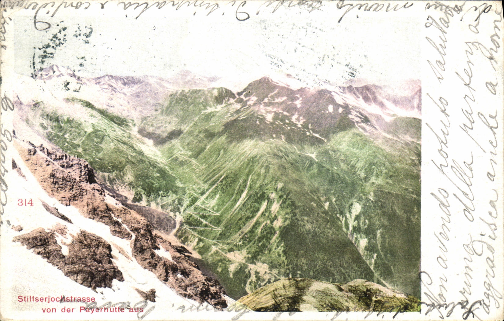 VINTAGE POSTCARD Stiltserjochstrasse Von der Payerhutte Aus