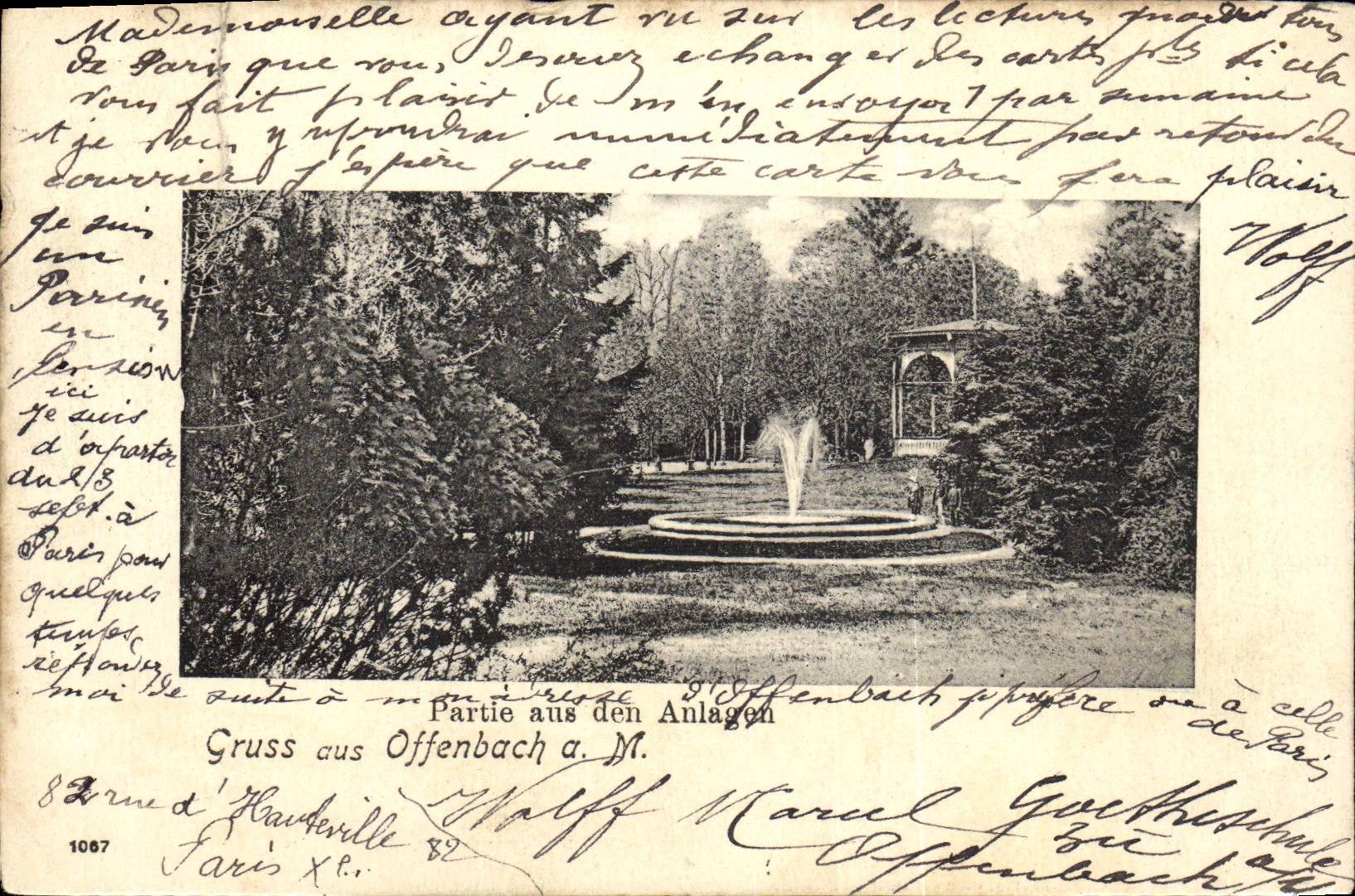 CPA Gruss aus Offenbach Partie aux den Anlagen